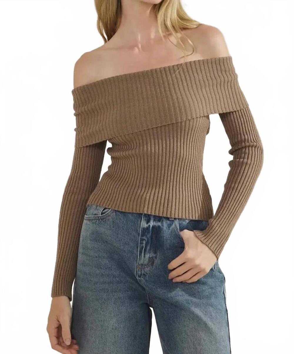 NEW HONEY MANGO off shoulder back bow sweater in mocha